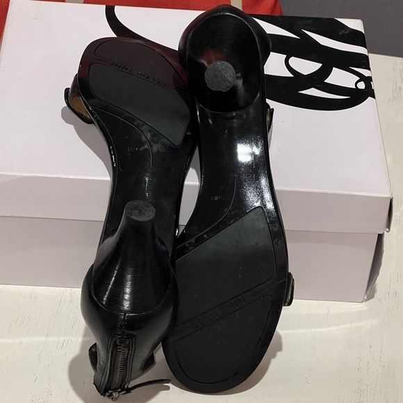 Nine West Hadrian Black Heels with Ankle Strap Sandals - Picture 7 of 9